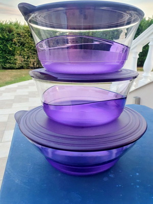 Σετ 3 ελεγκαντ μπολ Tupperware, μωβ, 2.3L και 3.5L