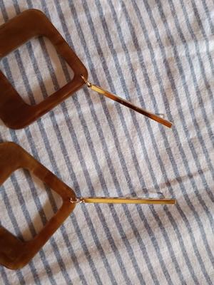 Bone dangle earrings new, brown and gold