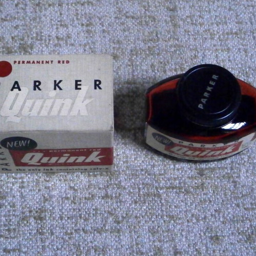 Parker Quink Red Ink 60ml vintage used with box