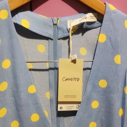 Mango Polka Dot playsuit with puff sleeves and pockets, new