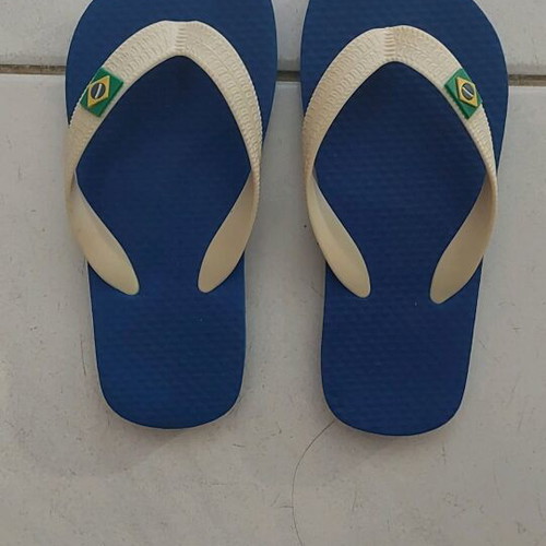 Children's flip-flops size 28-29 like new white and blue