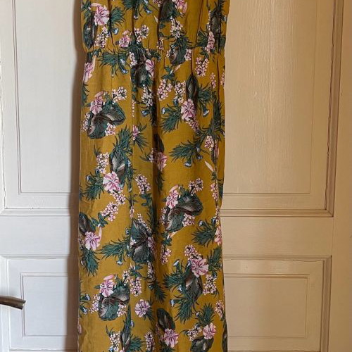 Women's dress new L/XL mustard floral 100% viscose