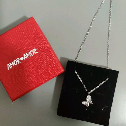 Amor Amor necklace and bracelet set stainless steel new, silver