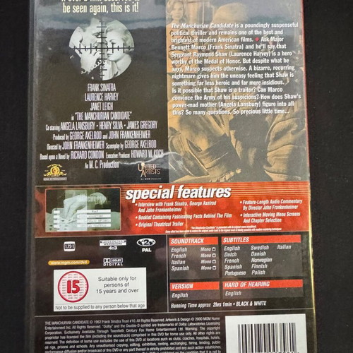 The Manchurian Candidate DVD collection like new, thriller drama fantasy