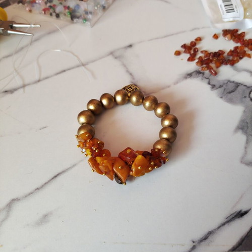 Bracelet handmade from natural stones and wooden beads