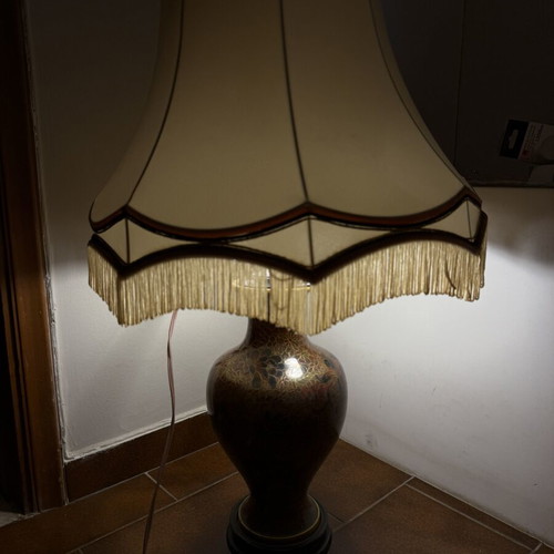 Vintage table lamp with ceramic base and fabric lampshade like new