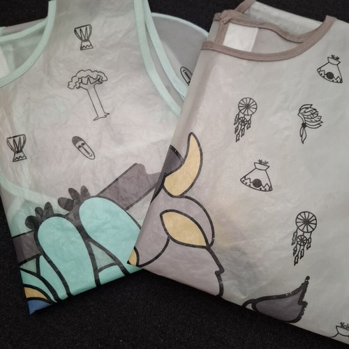 Babyono bibs set of 2 used, sloth and bison designs
