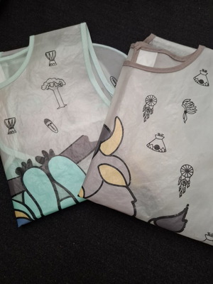 Babyono bibs set of 2 used, sloth and bison designs