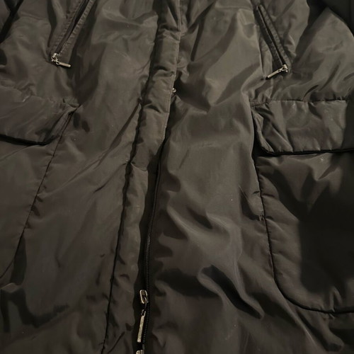 Zara Long Black Coat With Detachable Fur Collar Like New Size L