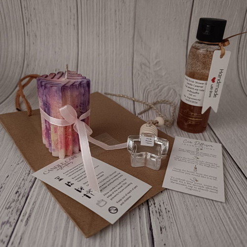 Inspired Chanel No 5 Gift Set with Candle, Body Scrub & Car Diffuser