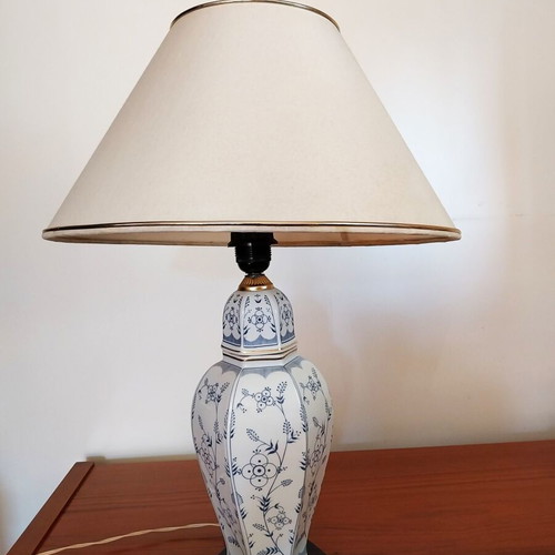 Limoges porcelain table lamp set with vase and ashtray like new