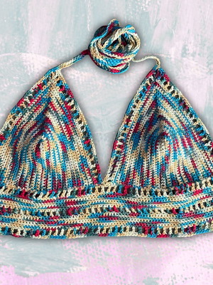 Handmade Crop Top Candy Coast L colorful cotton
