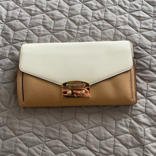 Victoria’s Secret leather clutch/shoulder bag like new, beige and brown