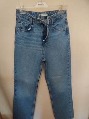 Zara jeans with fringed hem, blue, size M / 38 / 10