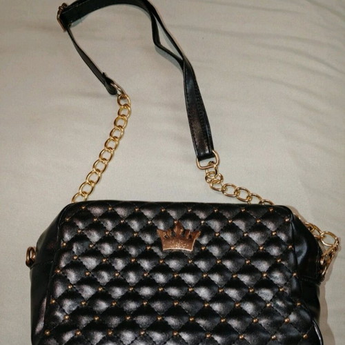 Women's crossbody bag like new, black with gold details