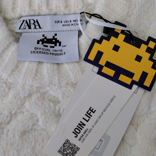 Zara Limited Edition Space Invaders Sleeveless Knit New, Size S, White-Yellow