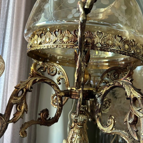 Vintage baroque floor lamp used, 1.46 m tall, three arms