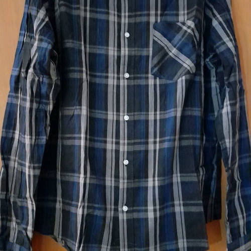 Terranova Checked Long-Sleeve Shirt Like New, Grey and Blue