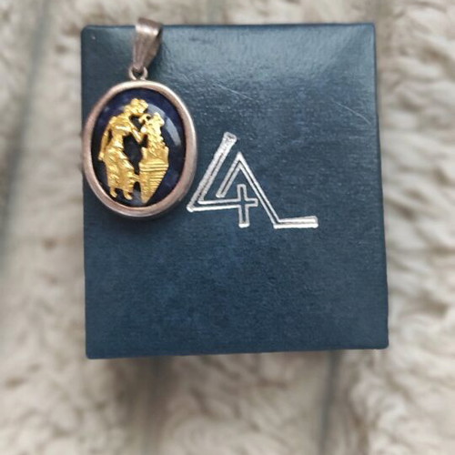 LALAoUNIS pendant like new, silver and gold with lapis lazuli stone