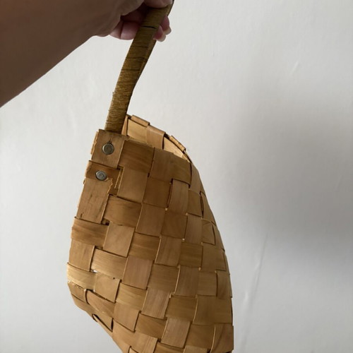 Set of 2 woven bamboo hanging baskets