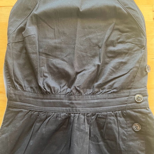 Edited black cotton dress with crisscross open back used, size S