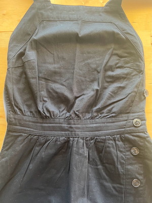 Edited black cotton dress with crisscross open back used, size S