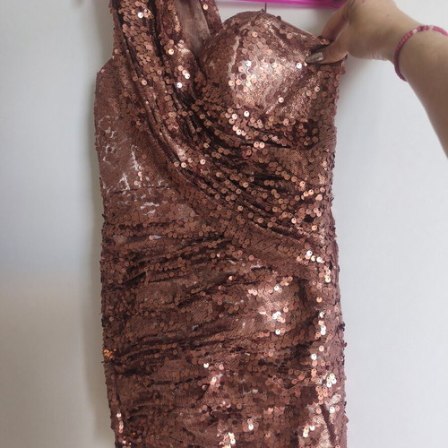 Opulence England Pink-Gold One-Shoulder Dress Size XS Like New