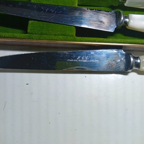 The Sheffield Crown Cutlery S.C.C. steak knife set of 6 with pearl handles in case