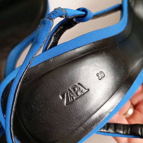 Zara satin women's sandals size 39 like new blue