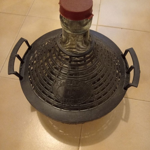 Glass damigiana 5L used with plastic cap and coating