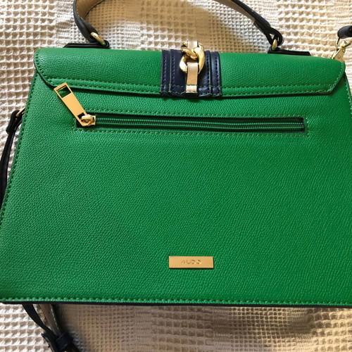 Aldo crossbody bag used green with blue and gold chain