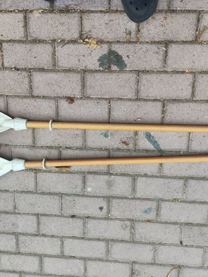 Oars for small inflatable boat used, wood with plastic ends