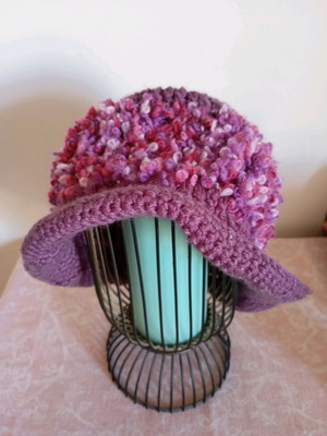 Purple handmade hat new, crocheted with acrylic yarn