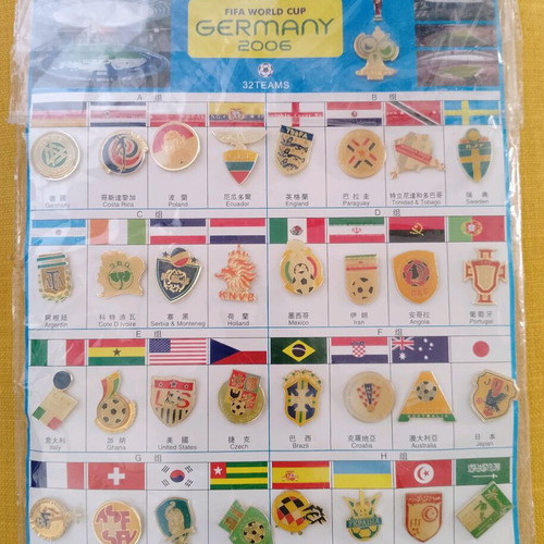 Fifa World Cup Germany Flag Pins used, 32 teams, sealed