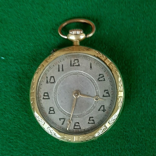 Pocket watch gold-plated Art Deco Swiss antique with Roskopf mechanism used