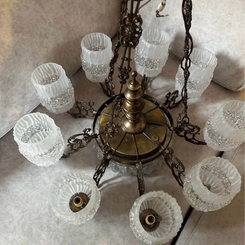 Antique bronze chandelier refurbished