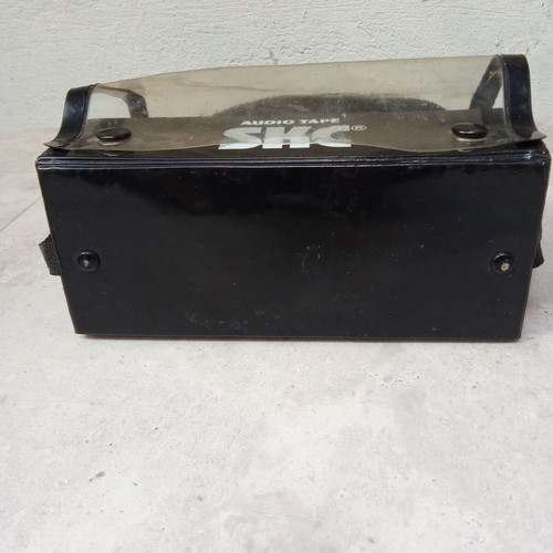 SKC cassette case for 10 tapes black transparent used, 1980s