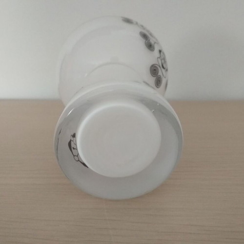 IKEA decorative vase vintage, like new, white milk glass with black patterns