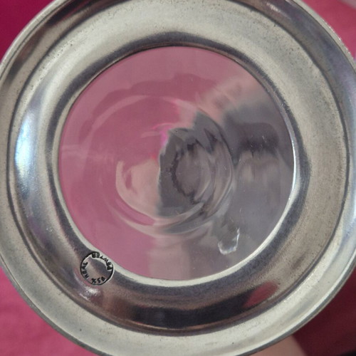 Pewter vintage decanter glass for wine or liqueur like new