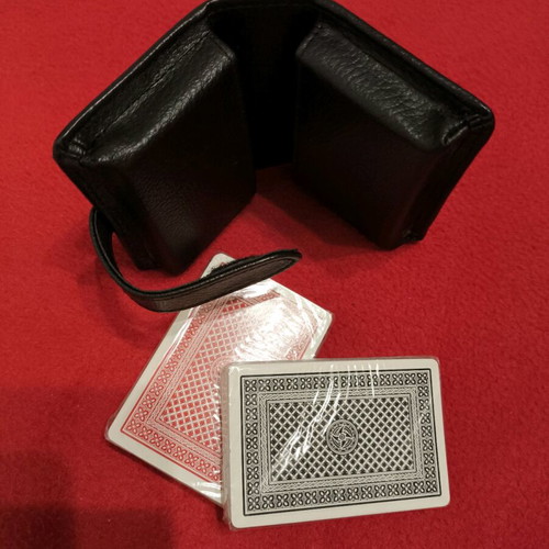 Two Playing Cards in Leather Case new, never used