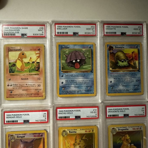 Pokemon Vintage Lot of 9 Base Set and Fossil Cards new