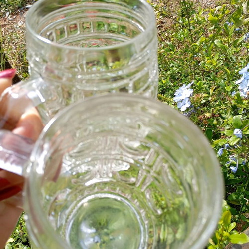 Vintage large beer glasses used, set of 2