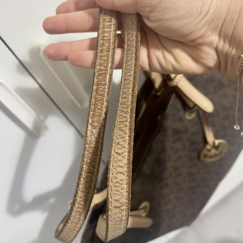 Michael Kors Tote Bag used, brown monogram with beige leather details