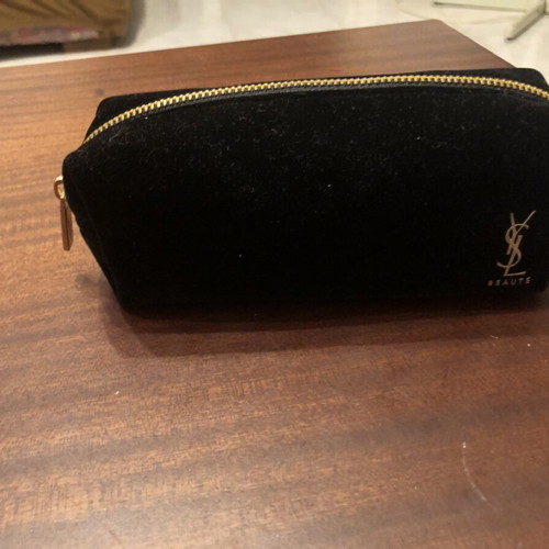 Yves Saint Laurent Beauté black velvet cosmetic pouch