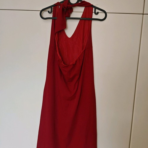 Red Midi Dress Esclusive S like new with open back and tie