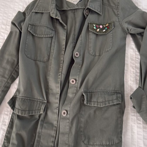 Blond Heritage Army Green Thin Jacket Used With Stones