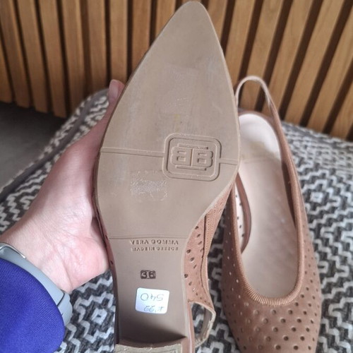 Baboulas leather slingback pumps, beige and brown, size 36