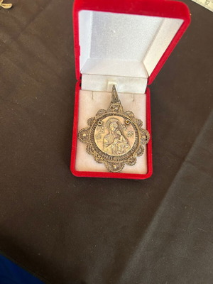 Christian silver pendant with Virgin Mary used