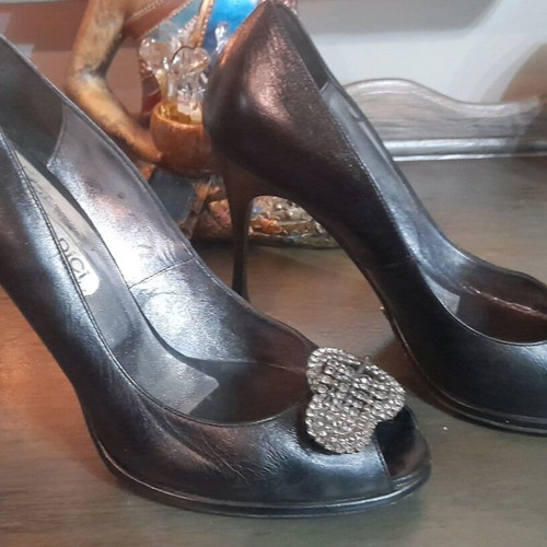 Dodici Peep Toe shoes used, genuine leather, size 36, black