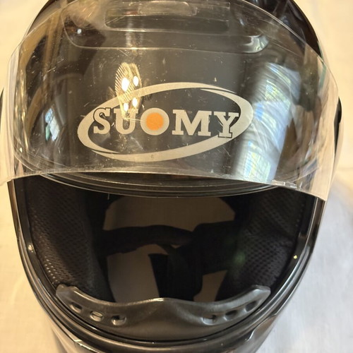 Suomy full face motorcycle helmet used, size Large, black